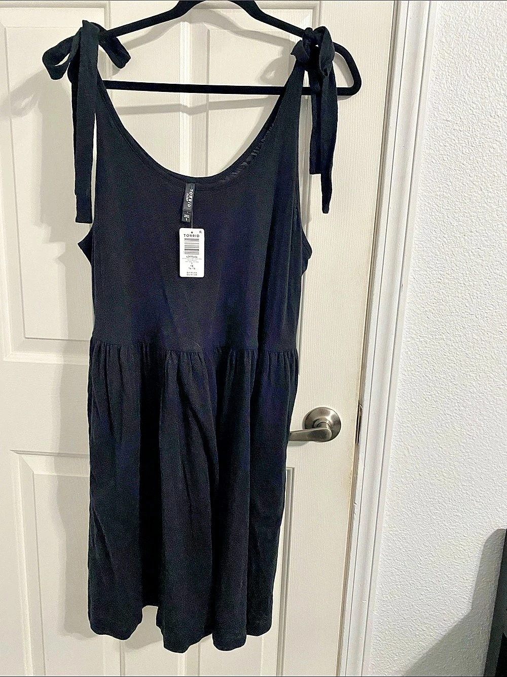 Torrid Cotton Slub Tie Strap Lounge sleep Dress Black Size 1X